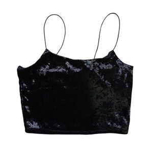 Black velvet chenille crop tank top